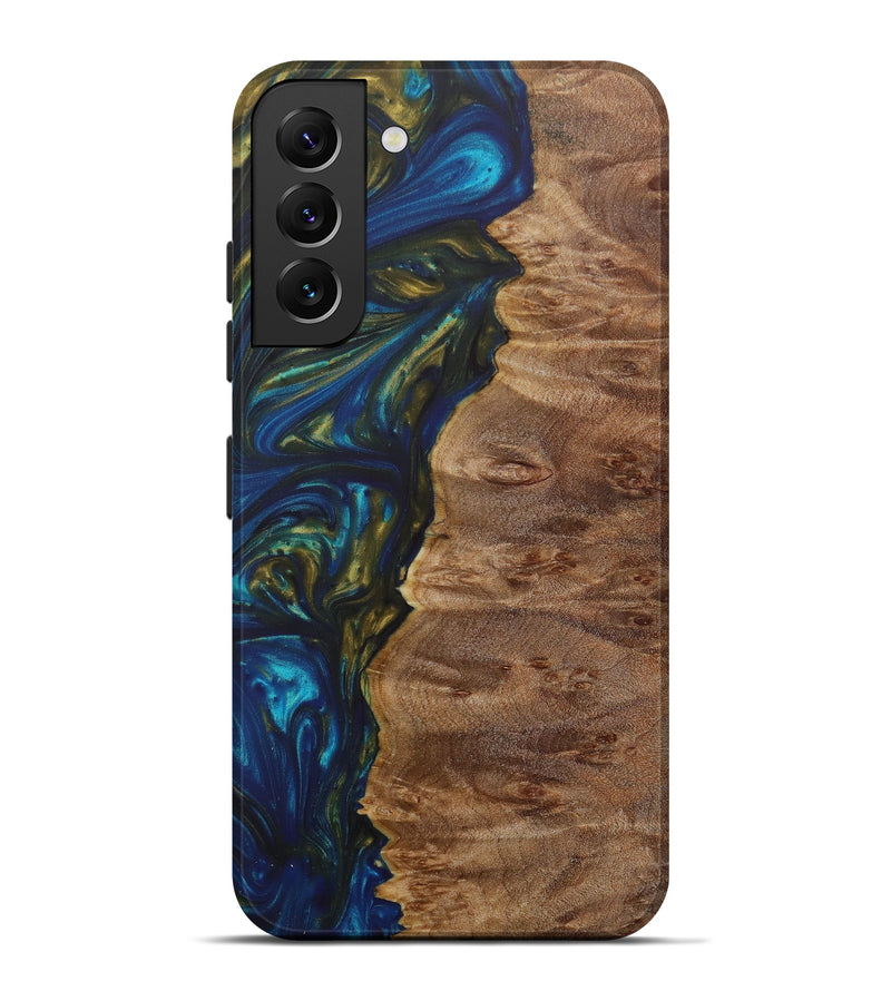 Galaxy S22 Plus Wood+Resin Live Edge Phone Case - Deja (Teal & Gold, 620159)