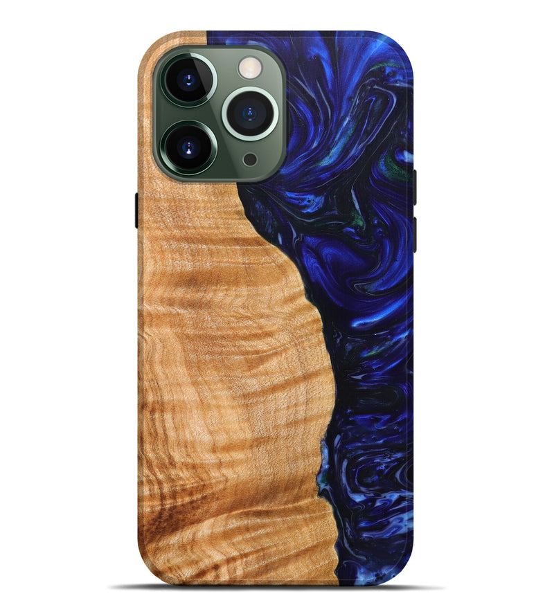 iPhone 13 Pro Max Wood+Resin Live Edge Phone Case - Bethzy (Blue, 626654)
