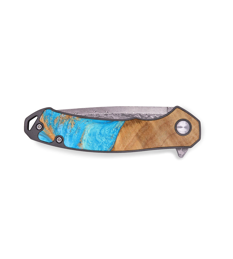 EDC Wood+Resin Pocket Knife - Gunnar (Teal & Gold, 636501)