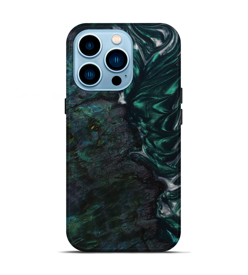 iPhone 14 Pro Wood+Resin Live Edge Phone Case - Norman (Green, 646312)