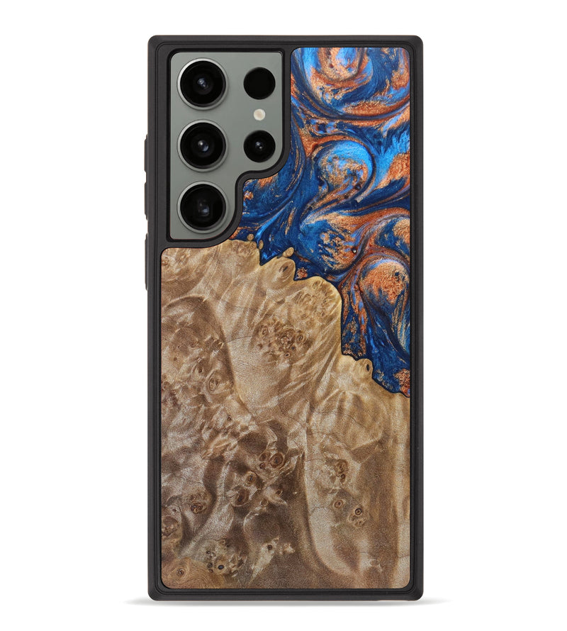 Galaxy S23 Ultra Wood+Resin Phone Case - Harlan (Teal & Gold, 628781)