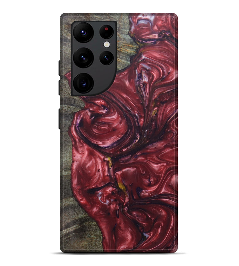 Galaxy S22 Ultra Wood+Resin Live Edge Phone Case - Dorreen (Dark Red, 607209)