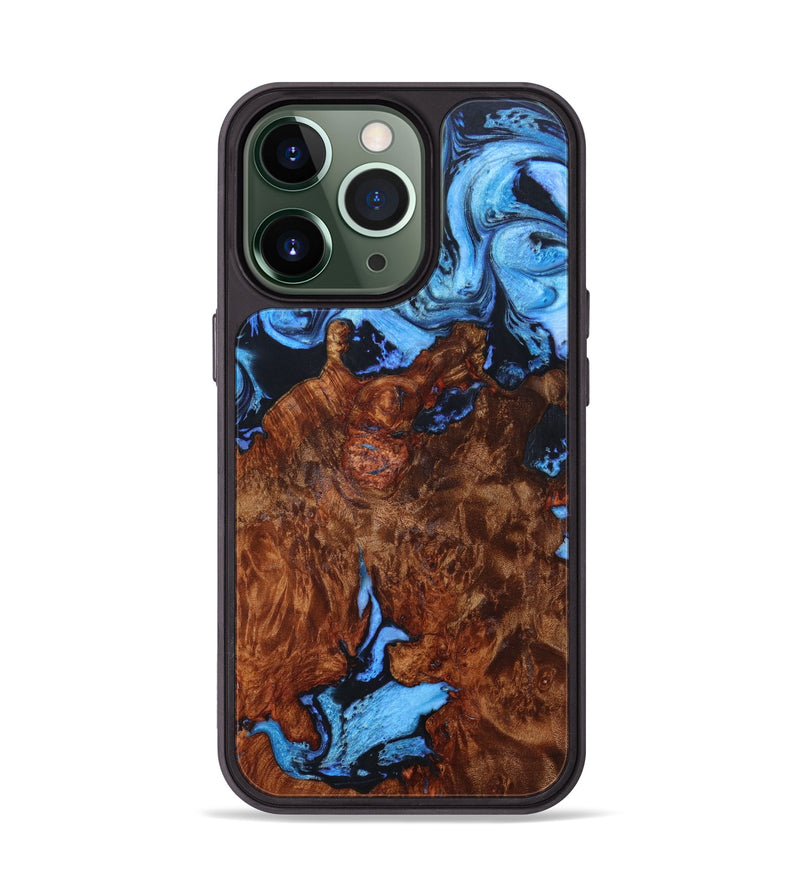 iPhone 13 Pro Wood+Resin Phone Case - Devante (Blue, 636713)