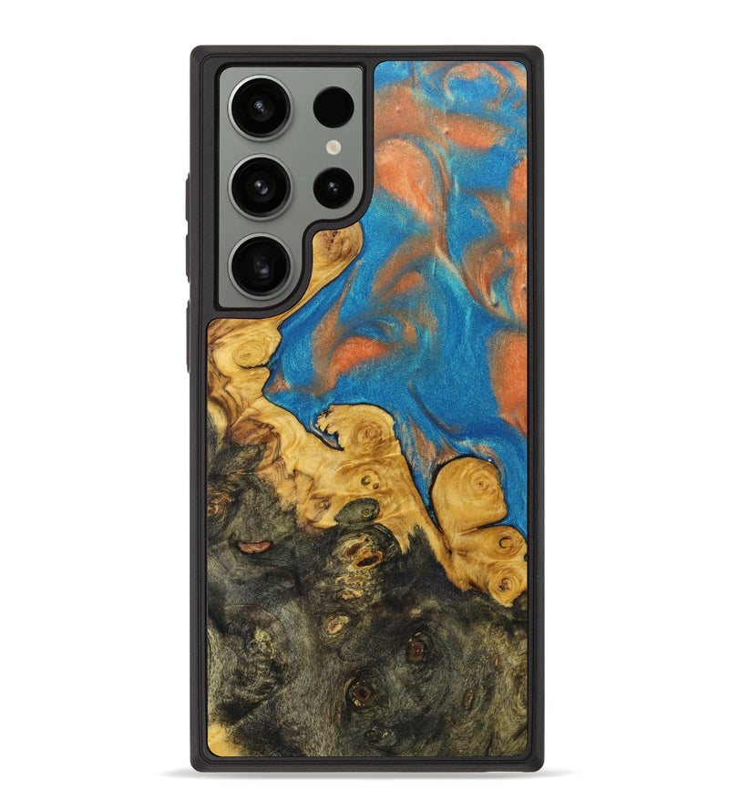 Galaxy S23 Ultra Wood+Resin Phone Case - Kingsley (Teal & Gold, 631035)