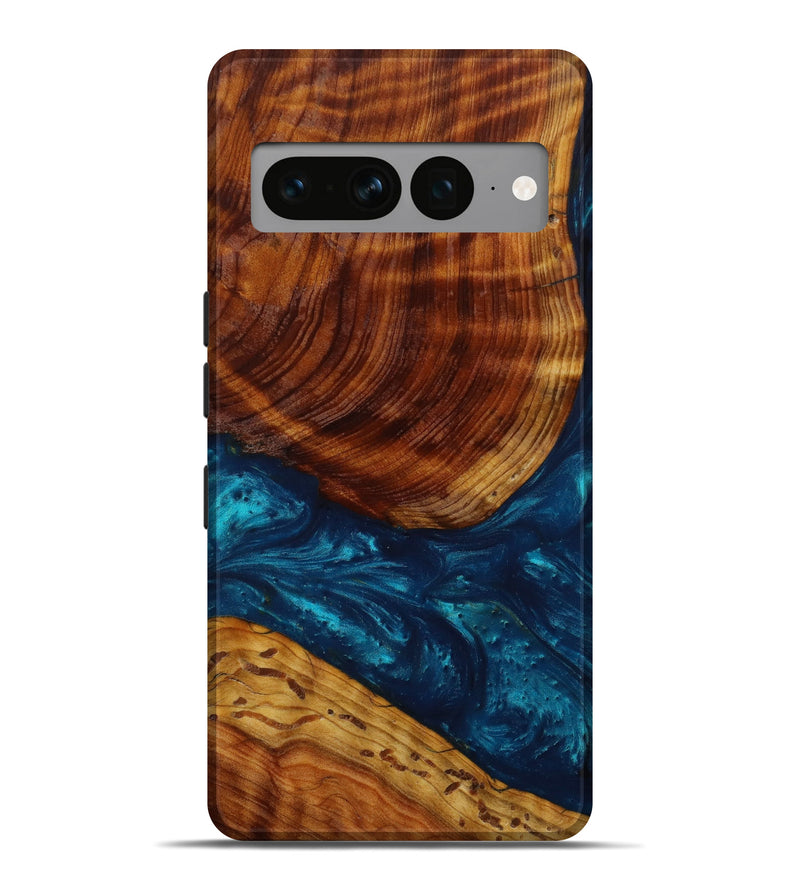 Pixel 7 Pro Wood+Resin Live Edge Phone Case - Ace (Teal & Gold, 644465)