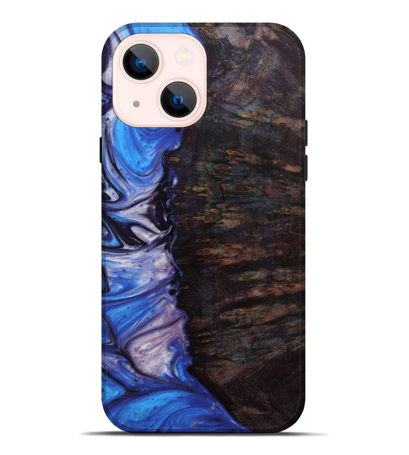 iPhone 14 Plus Wood+Resin Live Edge Phone Case - Alfreda (Blue, 619532)