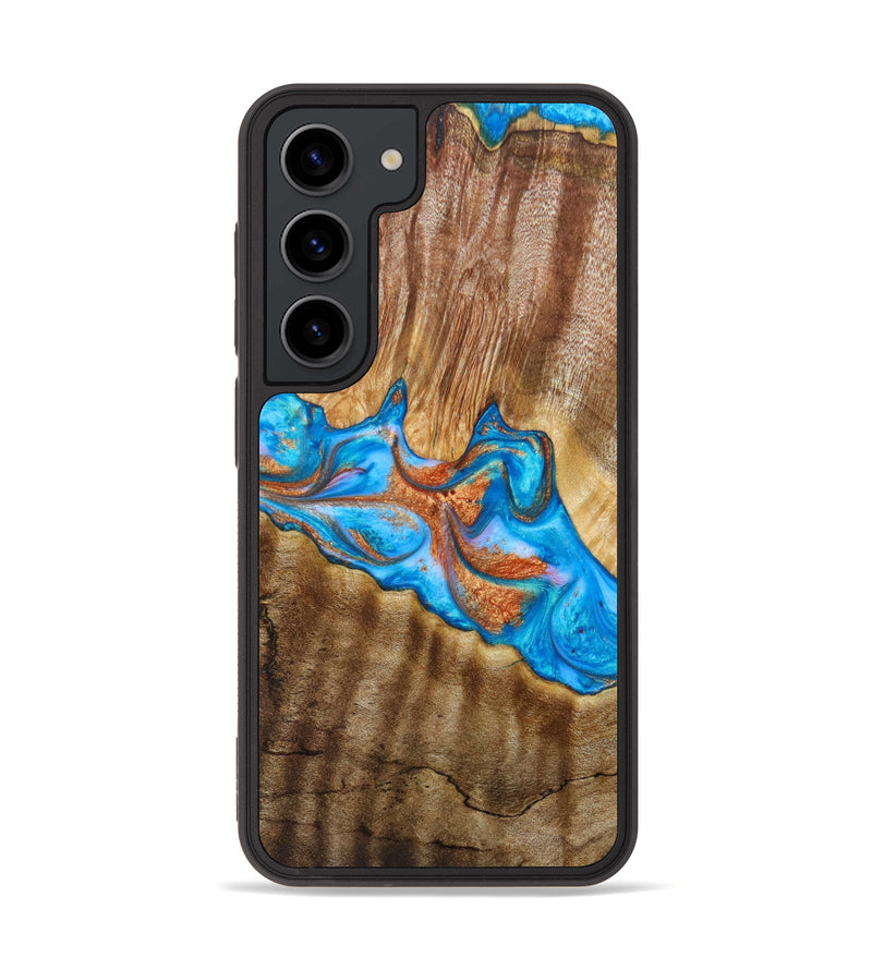 Galaxy S23 Wood+Resin Phone Case - Beth (Teal & Gold, 639201)