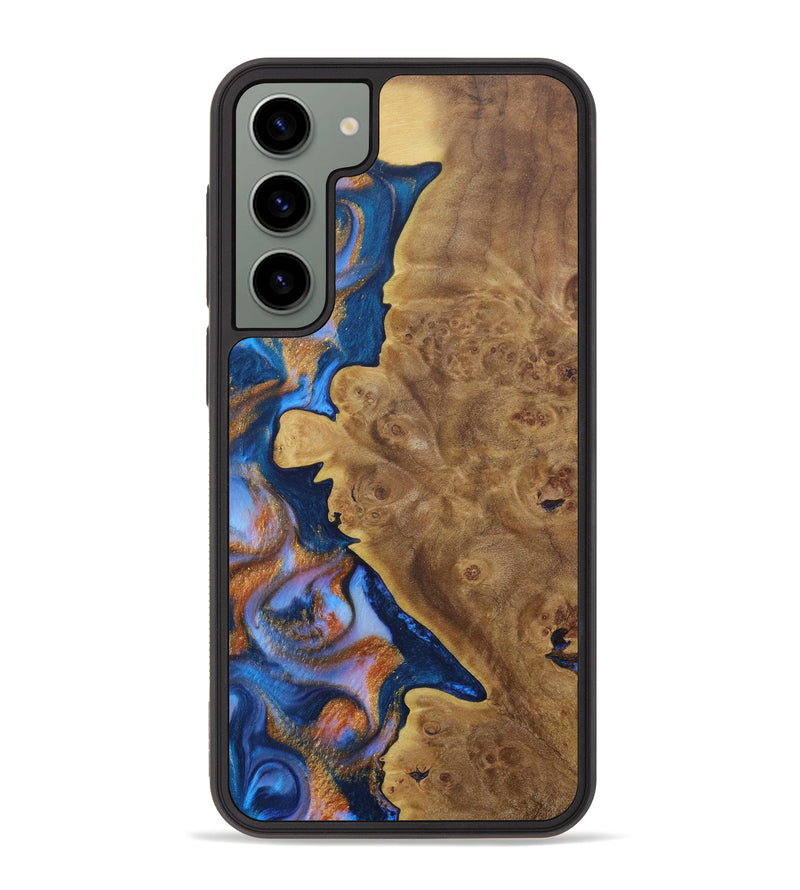 Galaxy S23 Plus Wood+Resin Phone Case - Marquita (Teal & Gold, 646104)