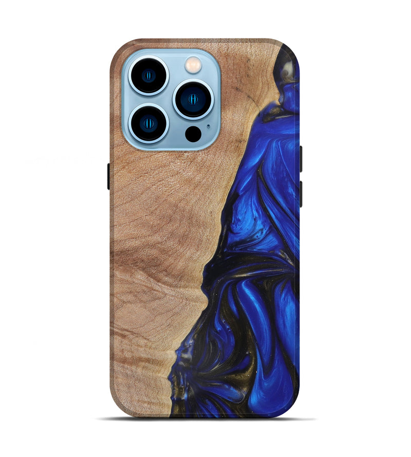 iPhone 14 Pro Wood+Resin Live Edge Phone Case - Keri (Blue, 641698)