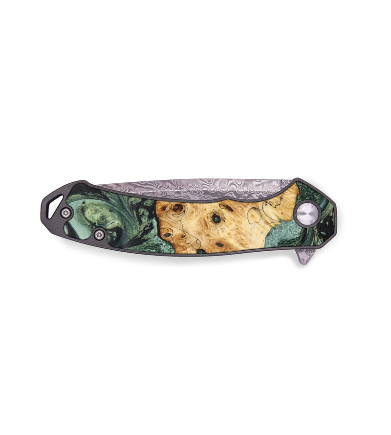 EDC Wood+Resin Pocket Knife - Ginger (Green, 636479)