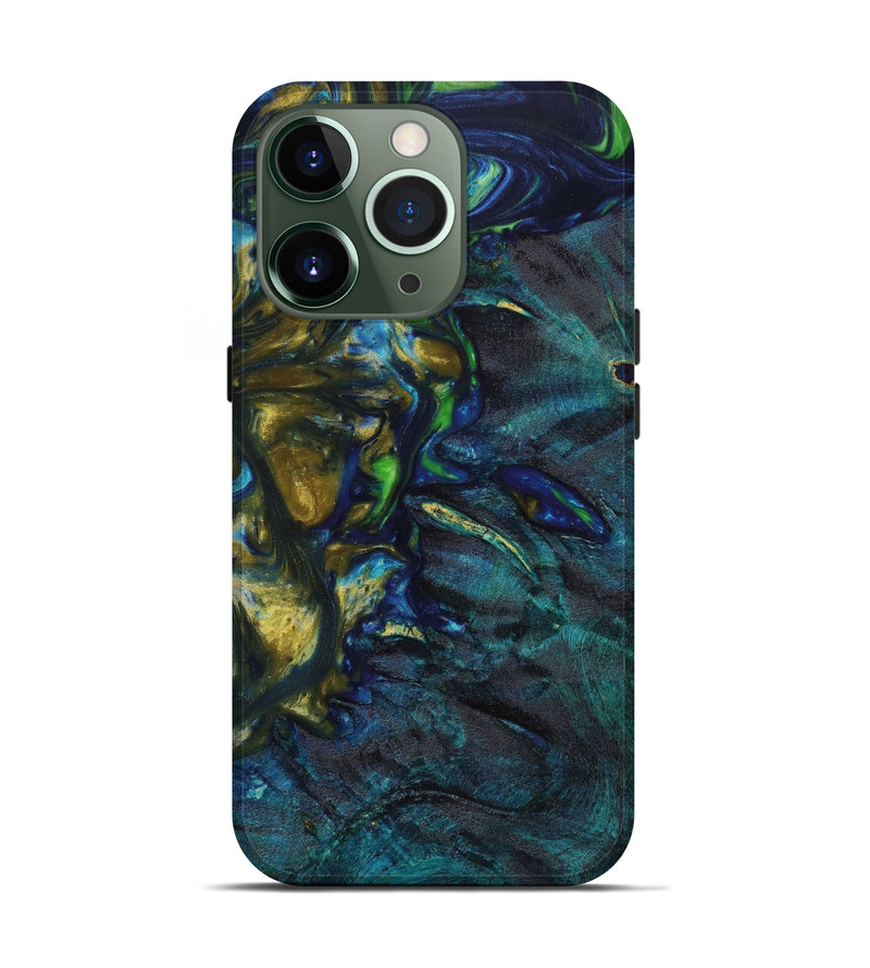 iPhone 13 Pro Wood+Resin Live Edge Phone Case - Khloe (Green, 647923)