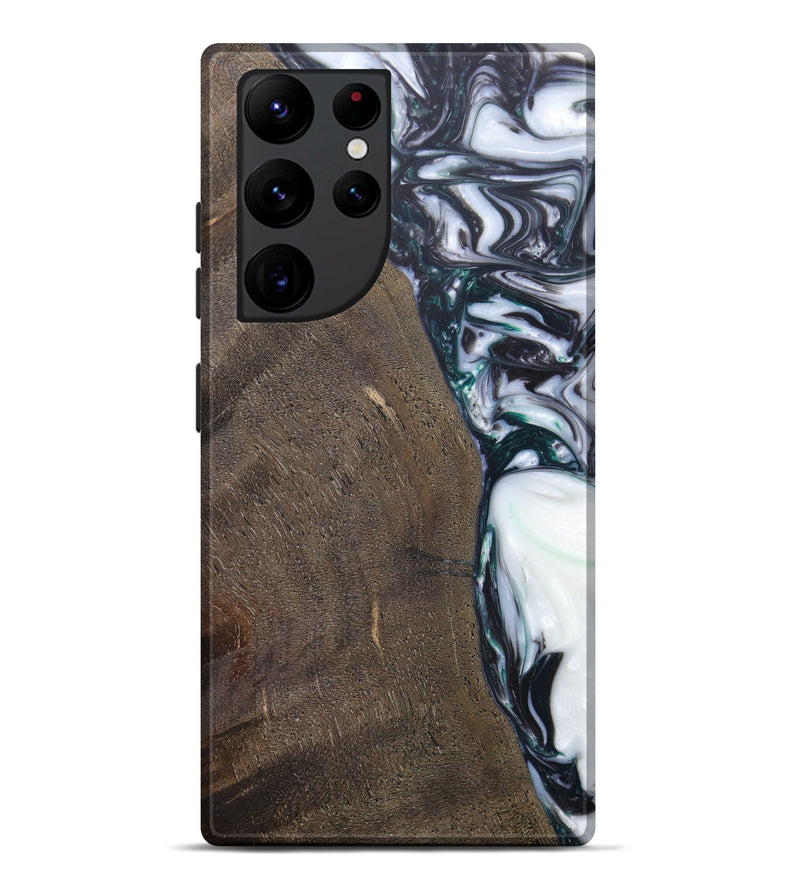 Galaxy S22 Ultra Wood+Resin Live Edge Phone Case - Jazlynn (Black & White, 629761)