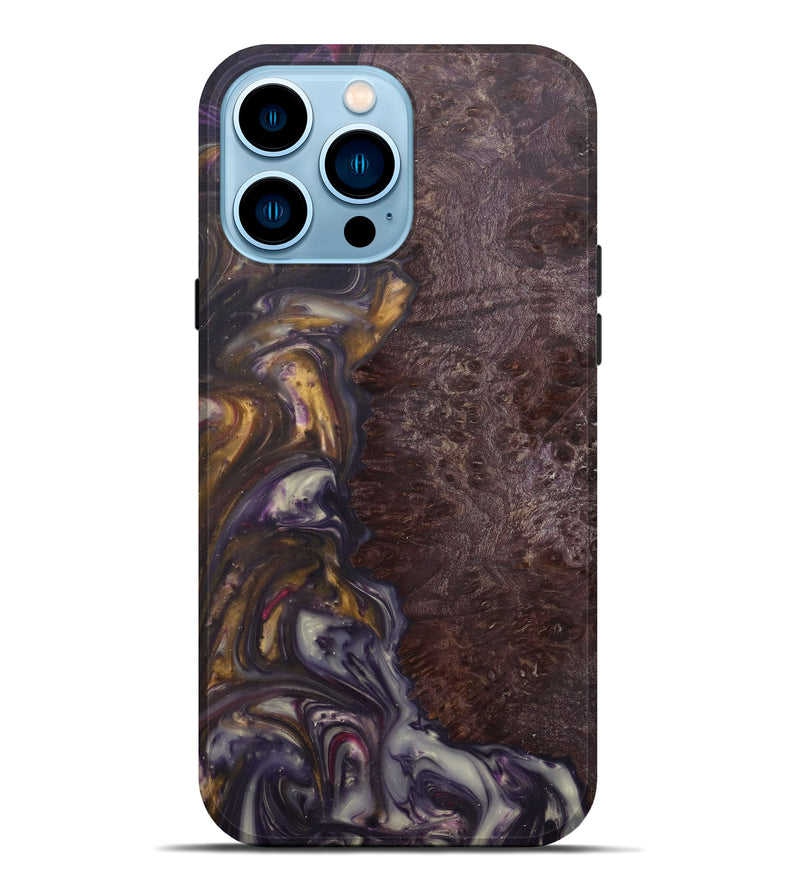 iPhone 14 Pro Max Wood+Resin Live Edge Phone Case - Kellyann (Metallic, 600135)