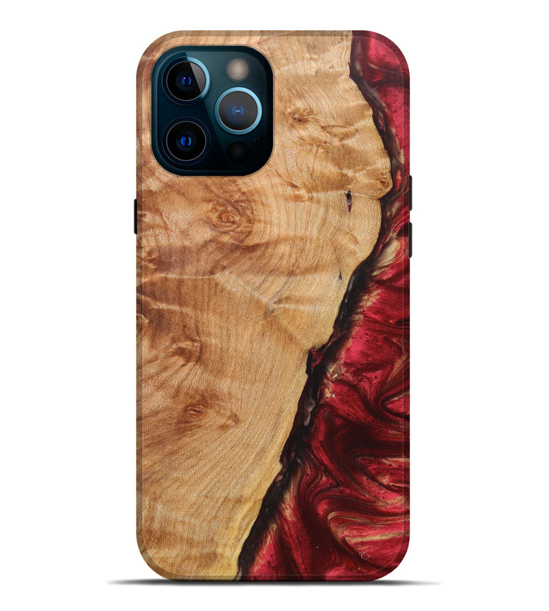 iPhone 12 Pro Max Wood+Resin Live Edge Phone Case - Samson (Dark Red, 616666)