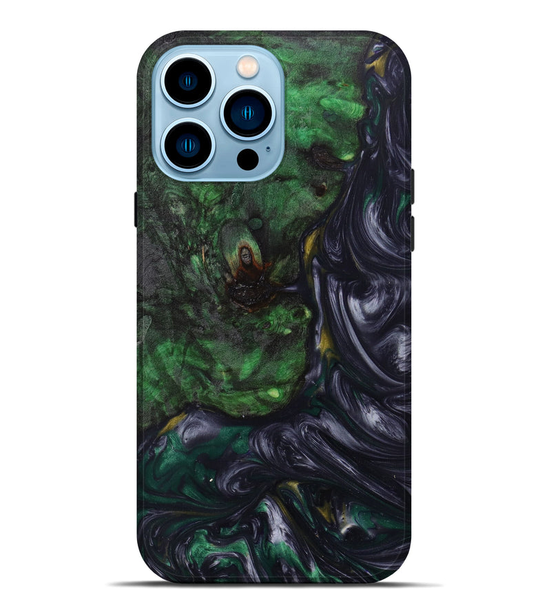 iPhone 14 Pro Max Wood+Resin Live Edge Phone Case - Jad (Metallic, 626017)