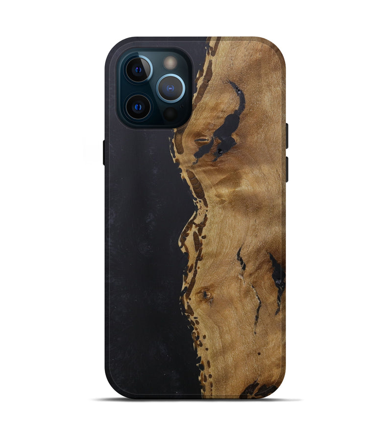 iPhone 12 Pro Wood+Resin Live Edge Phone Case - Margret (Pure Black, 596635)