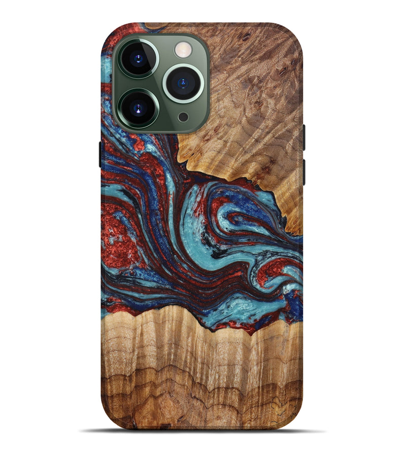 iPhone 13 Pro Max Wood+Resin Live Edge Phone Case - Zane (Blue, 634607)