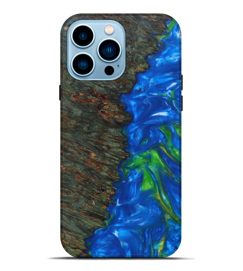 iPhone 14 Pro Max Wood+Resin Live Edge Phone Case - Johnpaul (Blue, 627707)