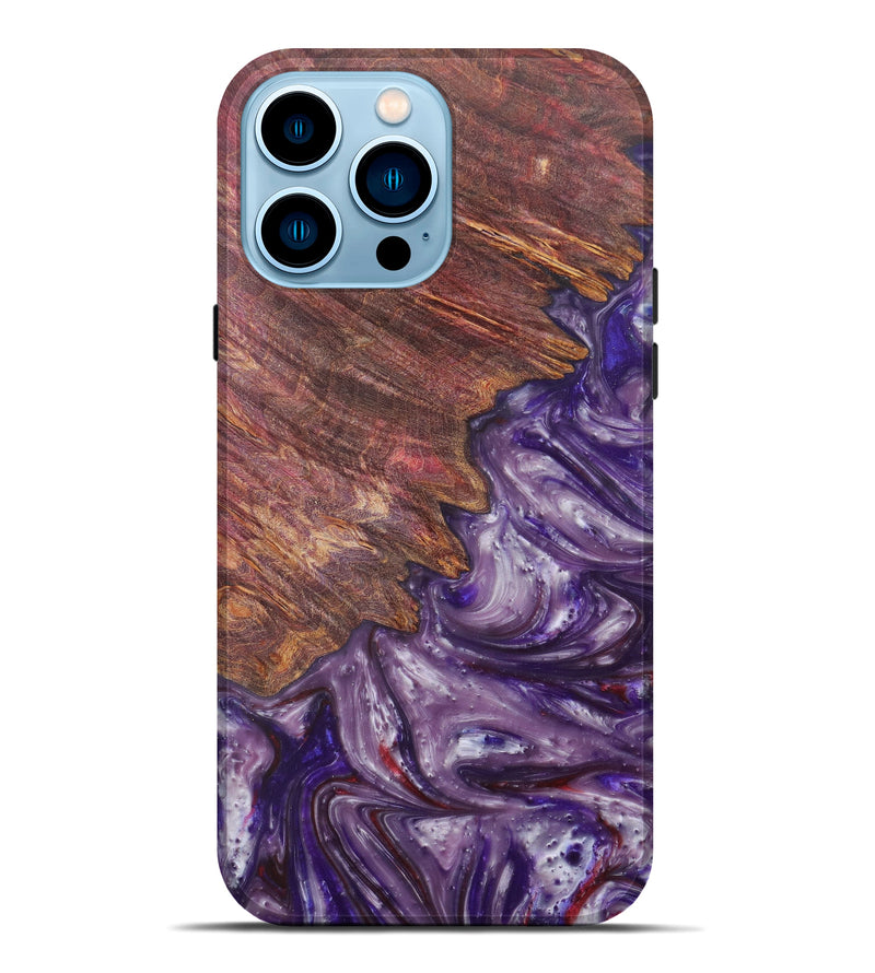 iPhone 14 Pro Max Wood+Resin Live Edge Phone Case - Maurice (Purple, 600146)
