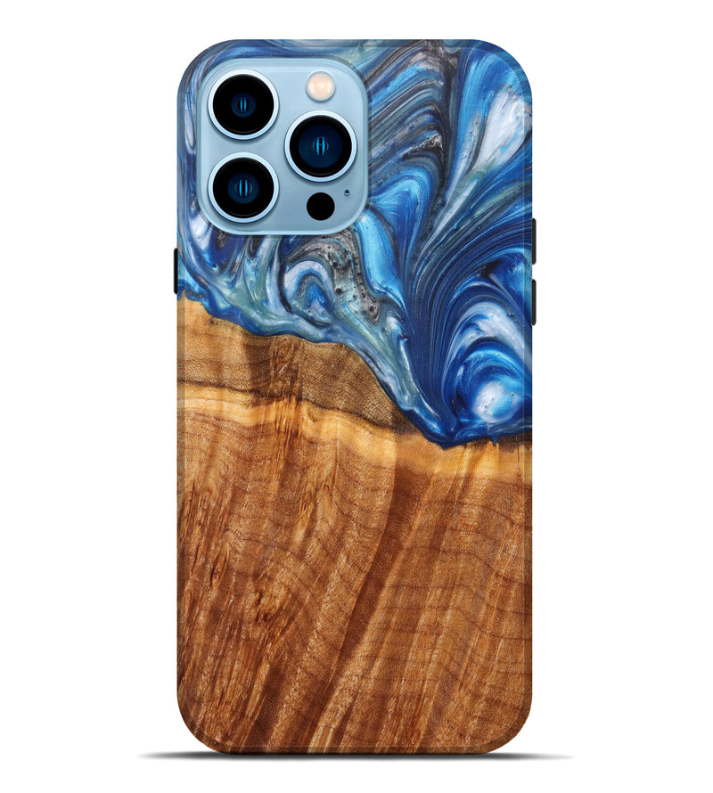 iPhone 14 Pro Max Wood+Resin Live Edge Phone Case - Marilyn (Light Blue, 611140)