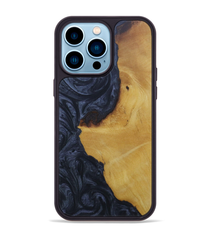 iPhone 14 Pro Max Wood+Resin Phone Case - Chatri (Pure Black, 601919)