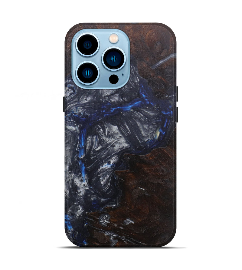 iPhone 14 Pro Wood+Resin Live Edge Phone Case - Imtaz (Pure Black, 594883)