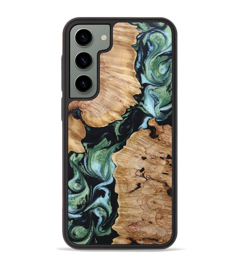 Galaxy S23 Plus Wood+Resin Phone Case - Haylie (Green, 631378)