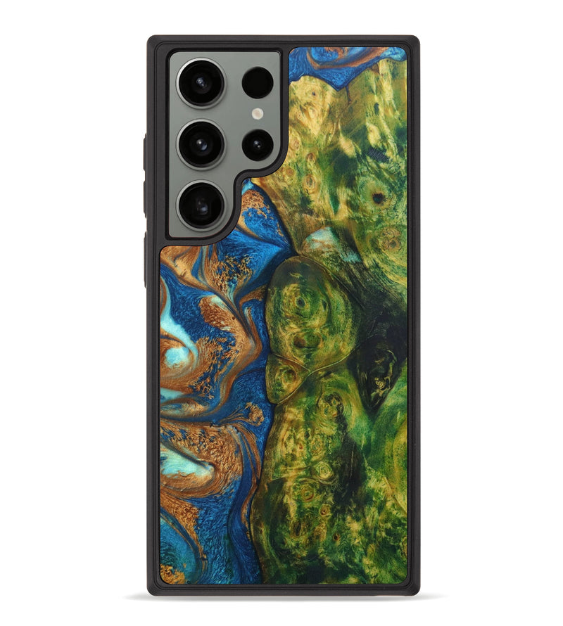 Galaxy S23 Ultra Wood+Resin Phone Case - Tallulah (Teal & Gold, 632666)