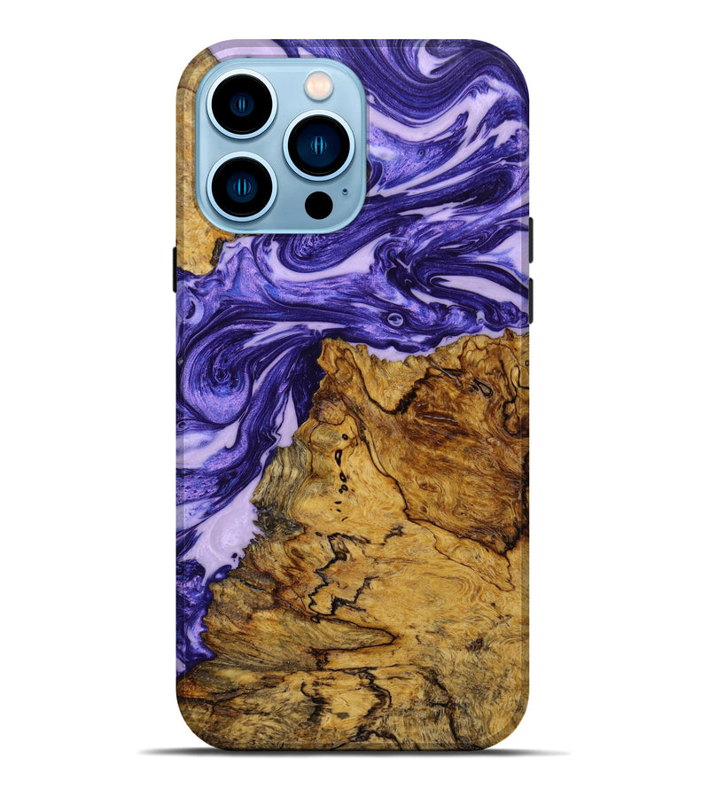 iPhone 14 Pro Max Wood+Resin Live Edge Phone Case - Marguerite (Purple, 645082)