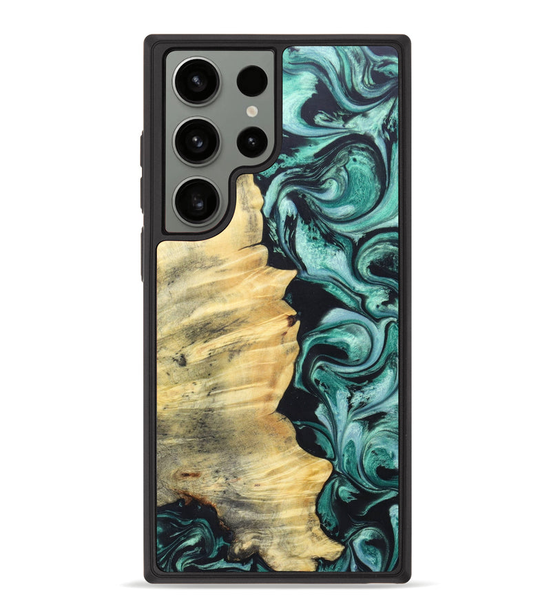 Galaxy S23 Ultra Wood+Resin Phone Case - Tanika (Green, 626378)