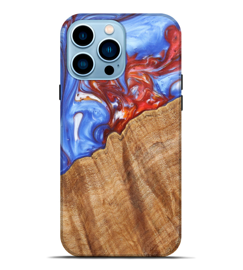 iPhone 14 Pro Max Wood+Resin Live Edge Phone Case - Alphonse (Blue, 623905)