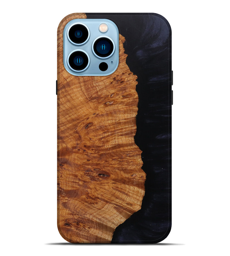 iPhone 14 Pro Max Wood+Resin Live Edge Phone Case - Noelle (Pure Black, 614977)