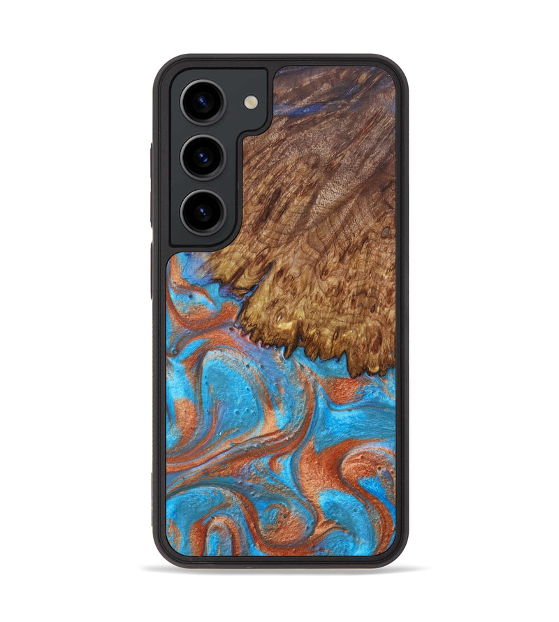 Galaxy S23 Wood+Resin Phone Case - Lidia (Teal & Gold, 627799)
