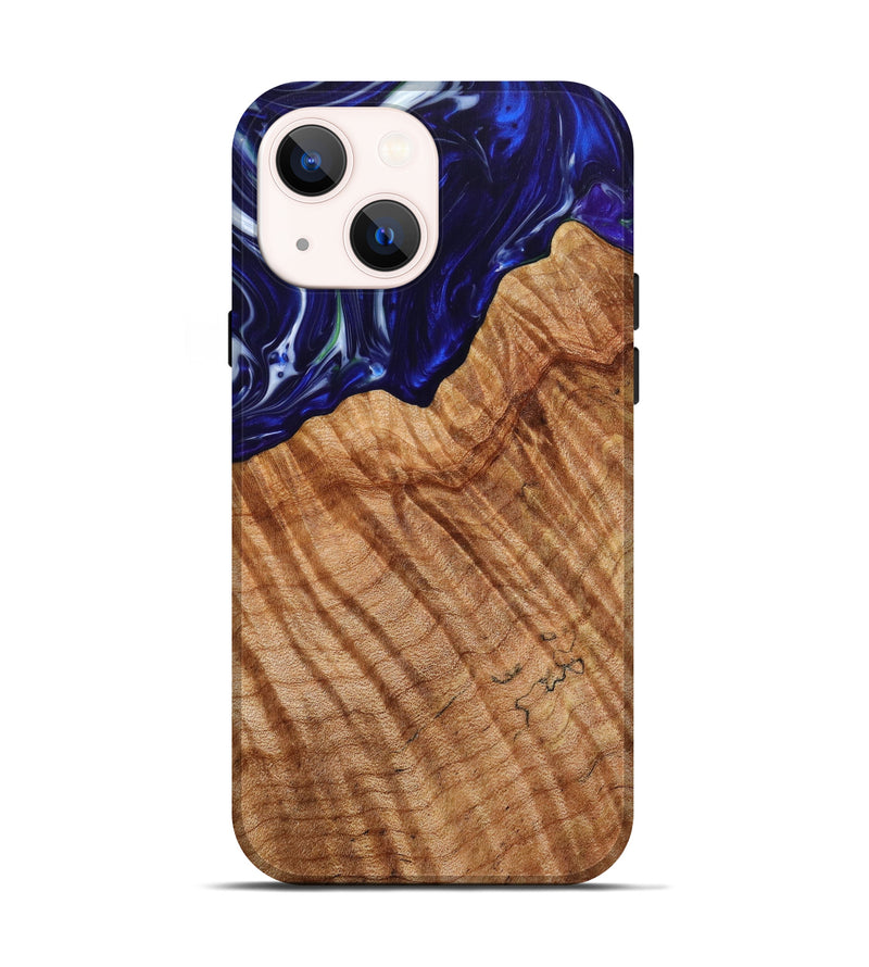 iPhone 13 Wood+Resin Live Edge Phone Case - Harlow (Blue, 639604)