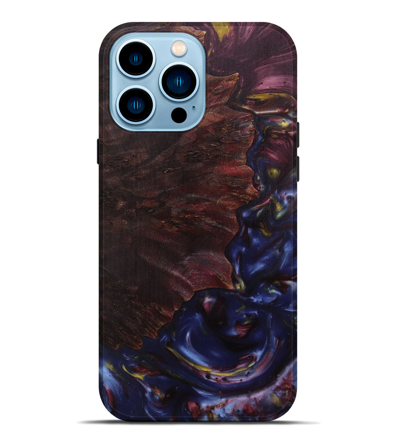 iPhone 14 Pro Max Wood+Resin Live Edge Phone Case - Bernadene (Dark Blue, 593329)