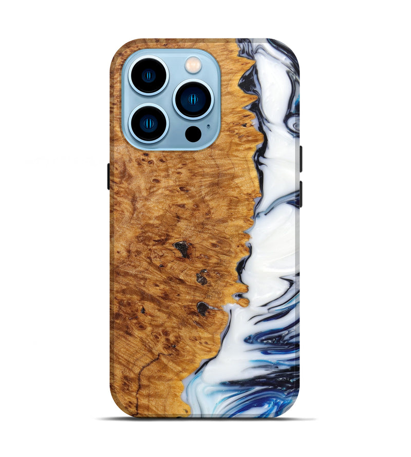iPhone 14 Pro Wood+Resin Live Edge Phone Case - Aries (Black & White, 620749)