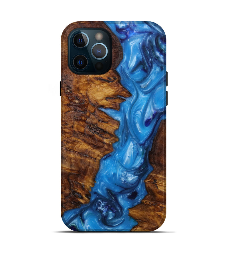 iPhone 12 Pro Wood+Resin Live Edge Phone Case - Colter (Light Blue, 610590)