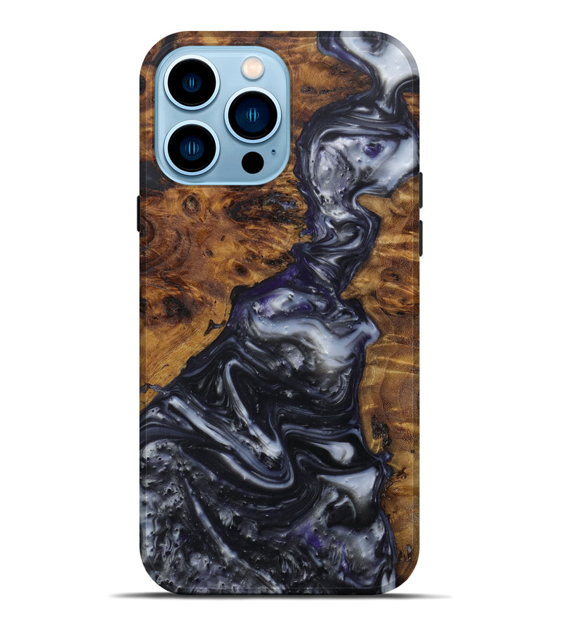 iPhone 14 Pro Max Wood+Resin Live Edge Phone Case - Tao (Black & White, 595981)