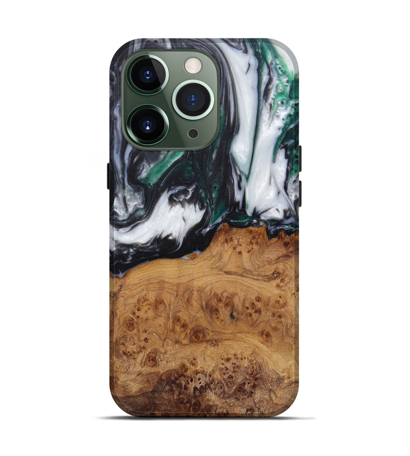 iPhone 13 Pro Wood+Resin Live Edge Phone Case - Peder (Black & White, 576808)