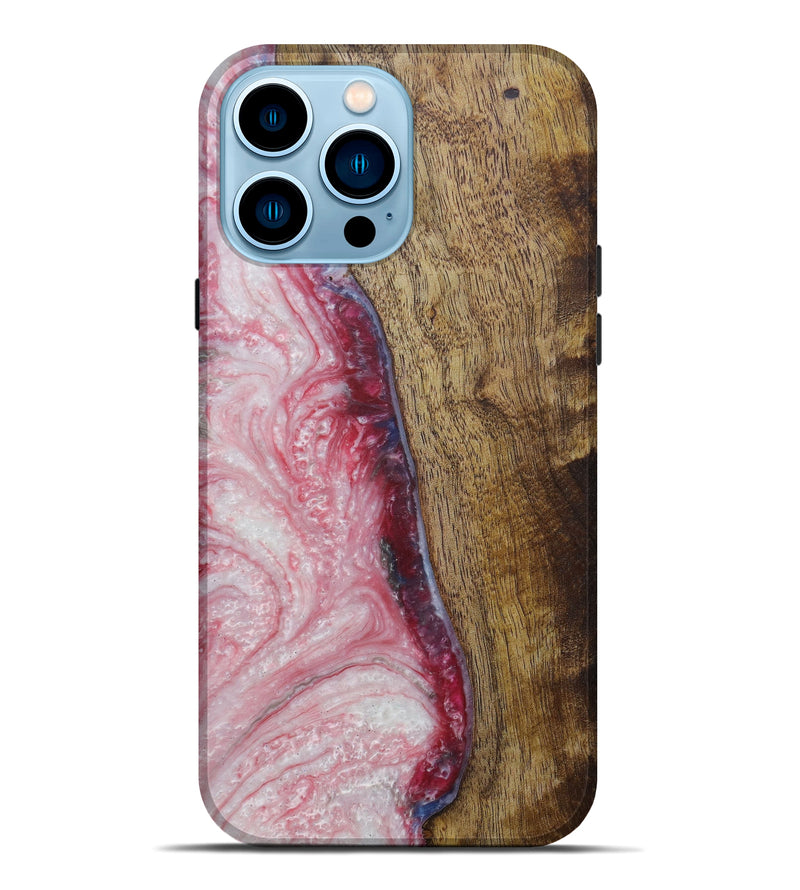 iPhone 14 Pro Max Wood+Resin Live Edge Phone Case - Timm (Dark Red, 592332)
