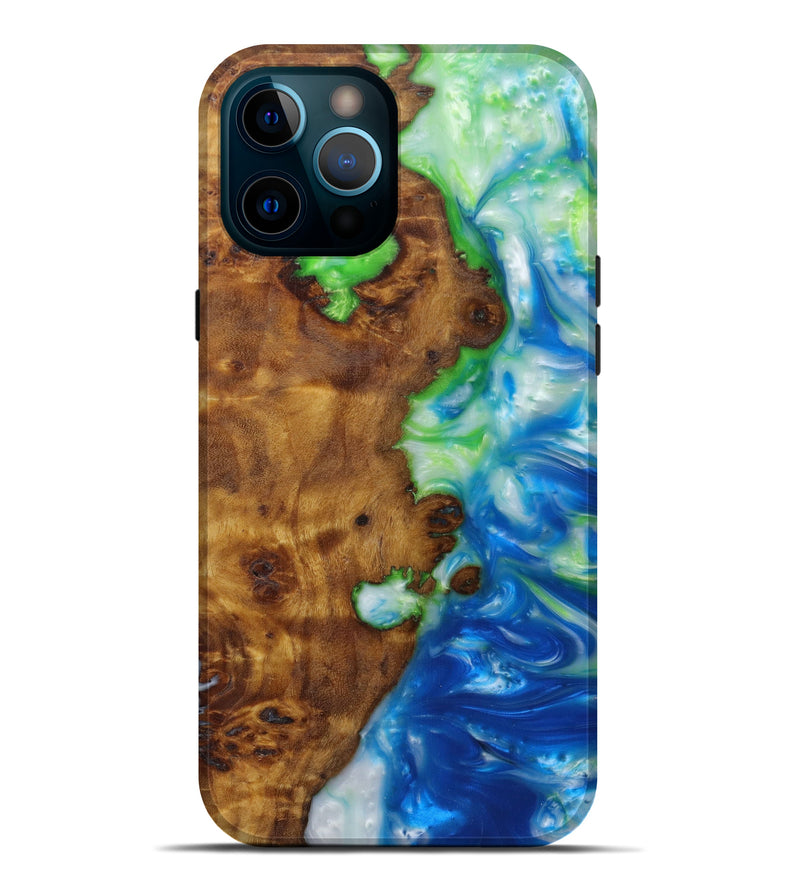 iPhone 12 Pro Max Wood+Resin Live Edge Phone Case - Alicea (Light Blue, 593339)