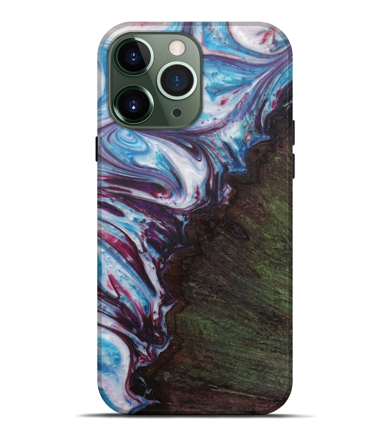iPhone 13 Pro Max Wood+Resin Live Edge Phone Case - Daisy (Light Blue, 593781)