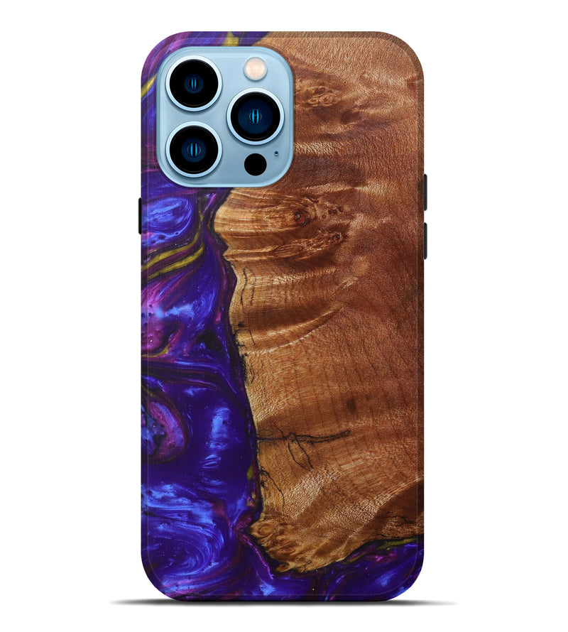 iPhone 14 Pro Max Wood+Resin Live Edge Phone Case - Jodee (Purple, 607151)