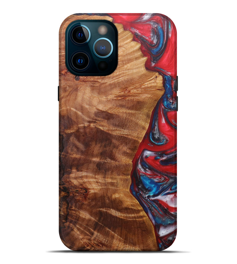 iPhone 12 Pro Max Wood+Resin Live Edge Phone Case - Roxie (Dark Red, 599165)