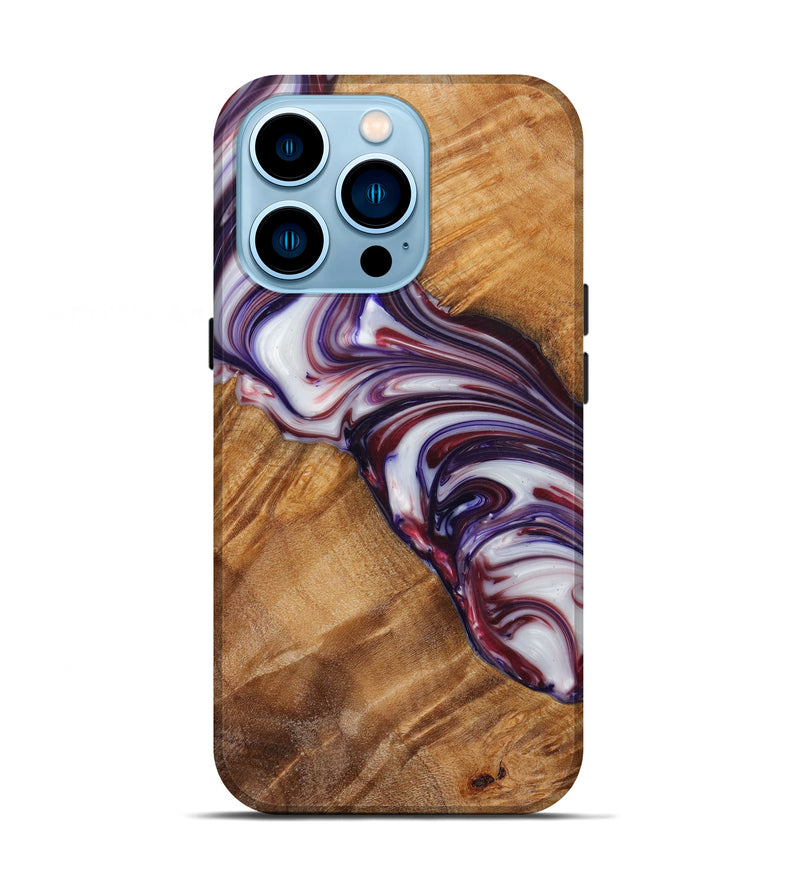 iPhone 14 Pro Wood+Resin Live Edge Phone Case - Symone (Red, 623198)