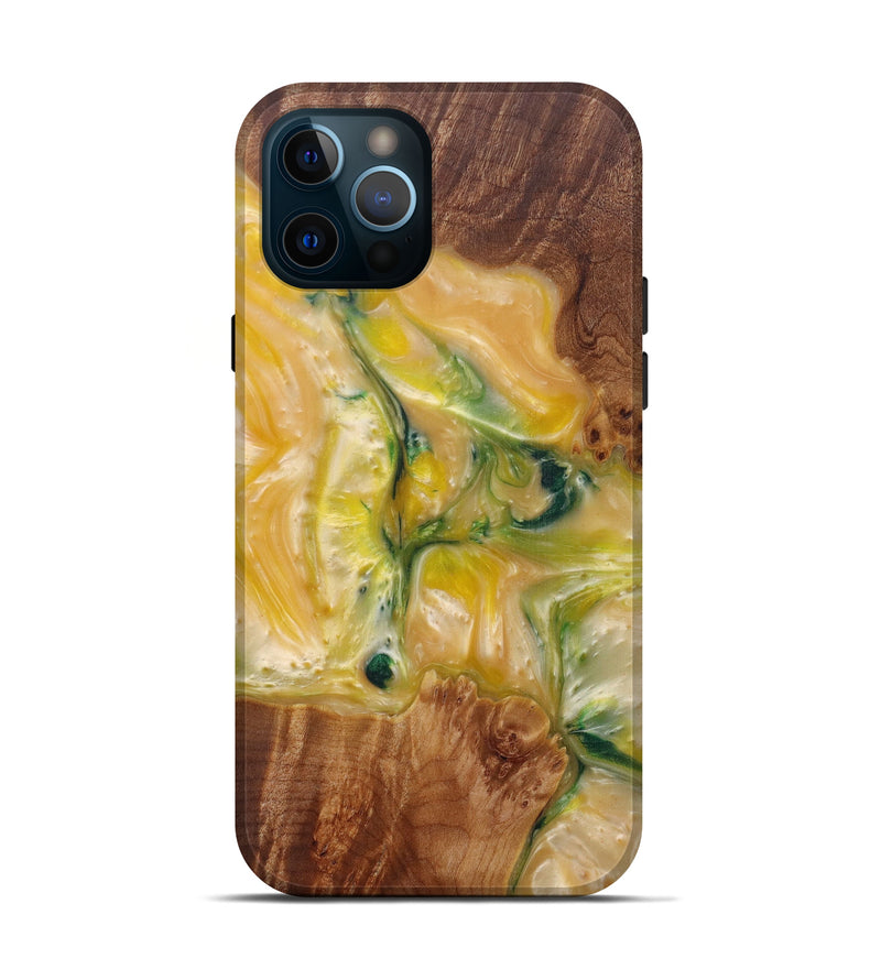 iPhone 12 Pro Wood+Resin Live Edge Phone Case - Frederique (Dark Green, 591431)