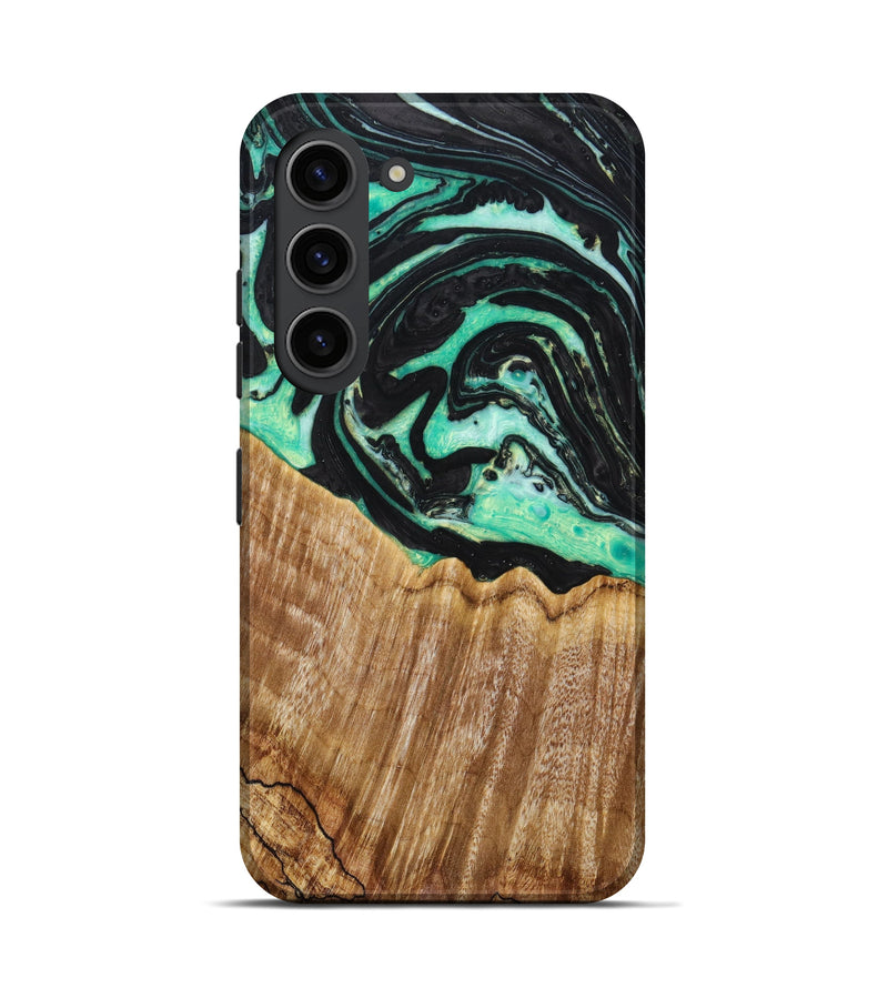 Galaxy S23 Wood+Resin Live Edge Phone Case - Caitlin (Green, 636307)