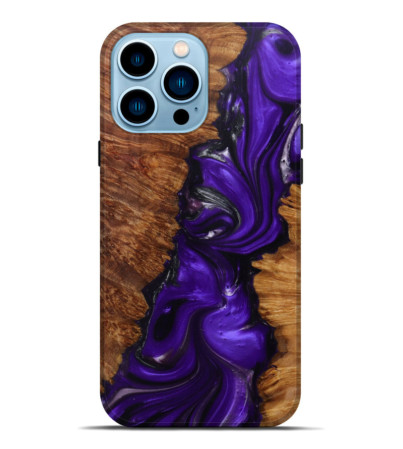iPhone 14 Pro Max Wood+Resin Live Edge Phone Case - Wallie (Purple, 585195)