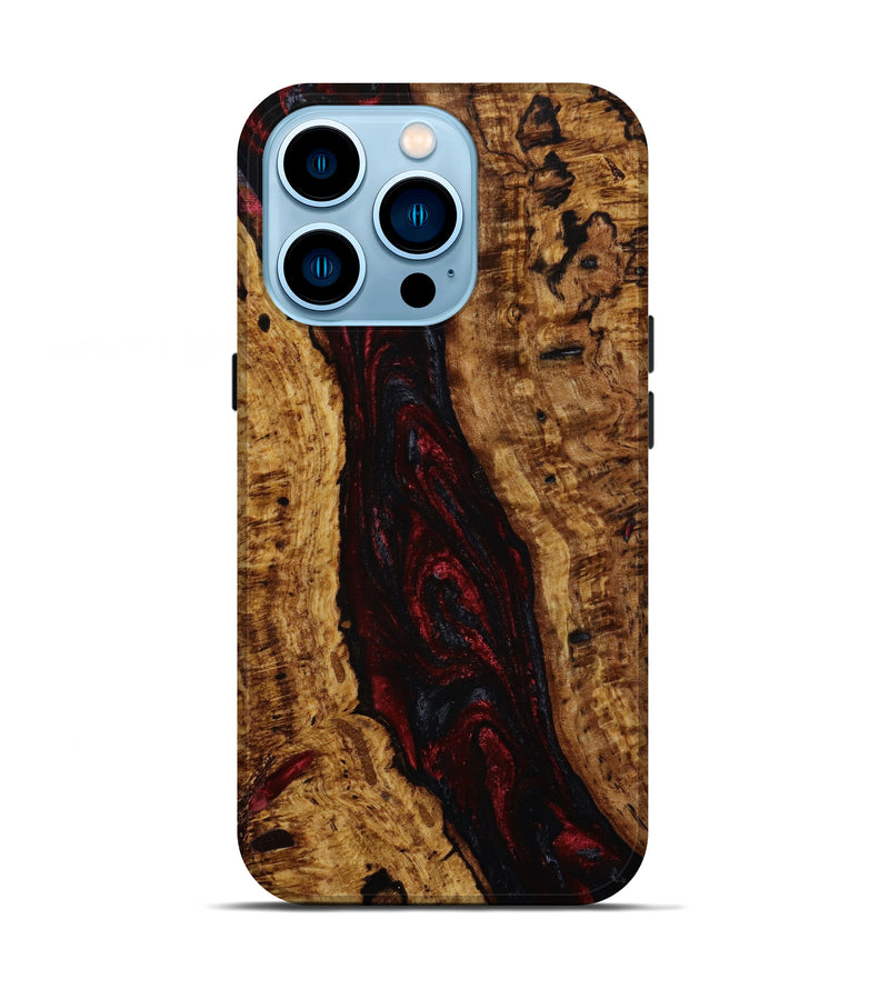 iPhone 14 Pro Wood+Resin Live Edge Phone Case - Zane (Red, 648197)