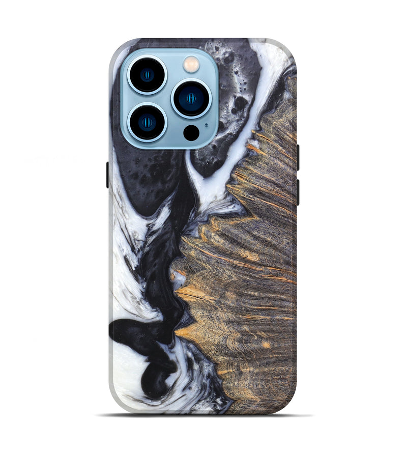 iPhone 14 Pro Wood+Resin Live Edge Phone Case - Yukuo (Black & White, 607208)